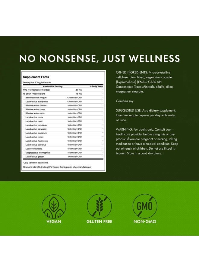 SWANSON Dr. Stephen Langer's Formula - Natural Probiotic w/Prebiotic FOS - 16-Strain Supplement Promoting Digestive Support w/ 3.2 Billion CFU per Capsule - (60 Veggie Capsules) - Image 3