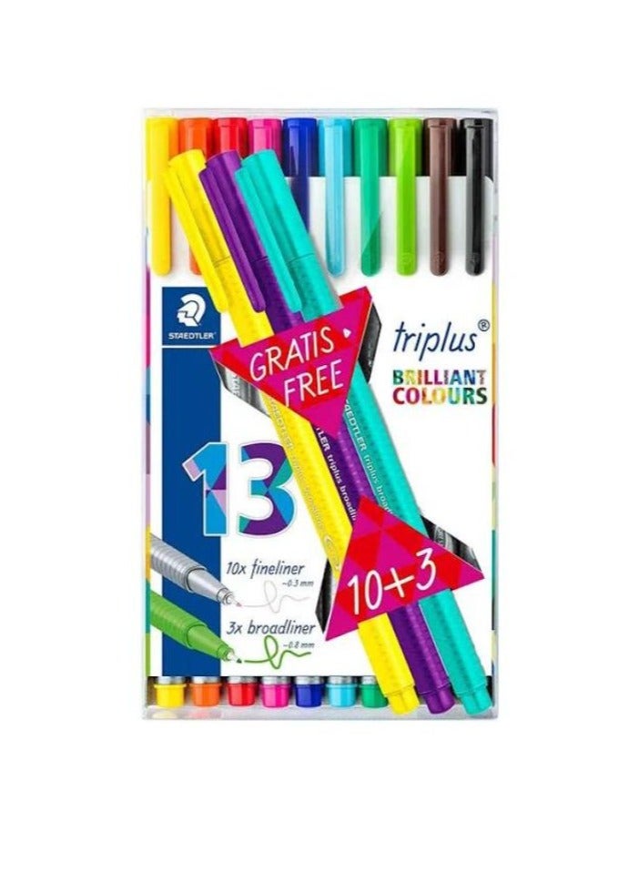 Steadler Pack Of 10+3 Multicolor Shades Triplus Fineliner With Metal - Image 2