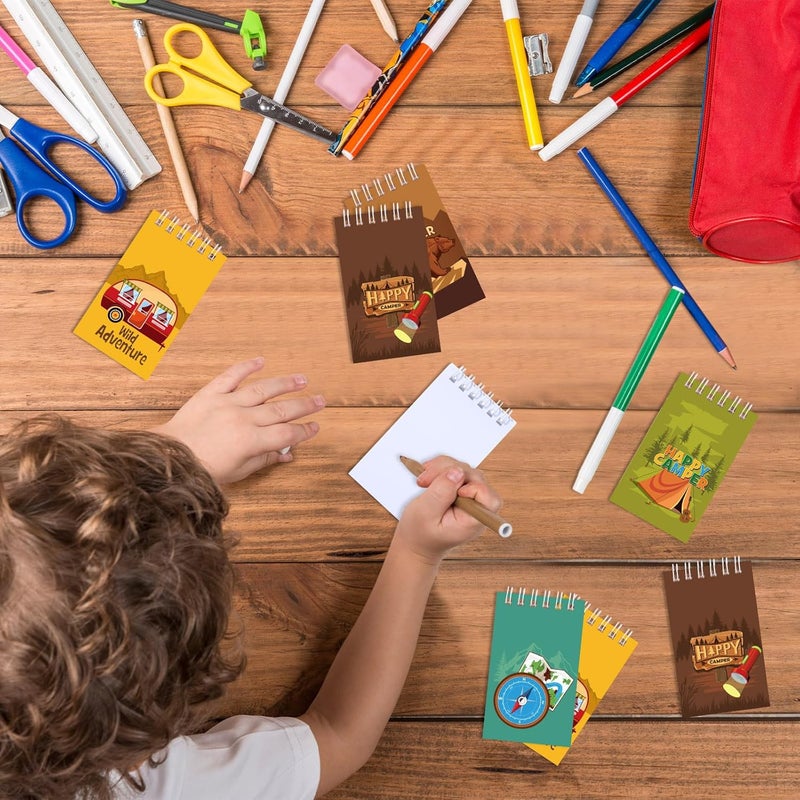 Teling 24 Pieces Camp Party Favors Camping Adventure Mini Notepads Spiral Pocket Memo Notepads Wild Adventure Camping Small Notebooks for Kids Party Favors Teacher Classroom Rewards Supplies - Image 4