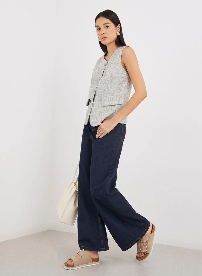 ستايلي Styli Button Down Sleeveless Waistcoat