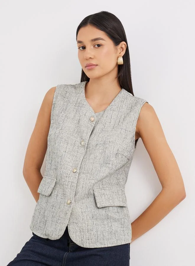 ستايلي Styli Button Down Sleeveless Waistcoat