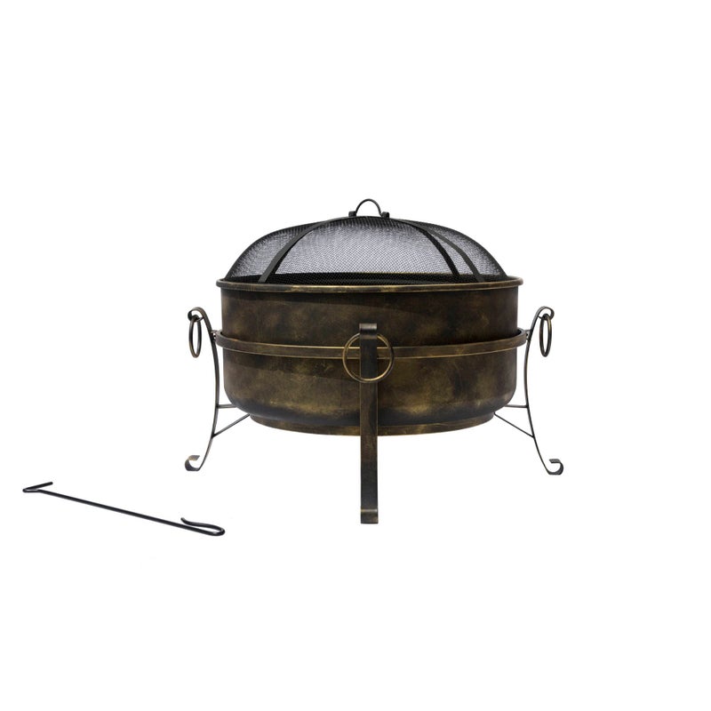 Blue Wave 24" All-Weather Outdoor Laguna Steel Cauldron Fire Pit - Black and Bronze - Image 1