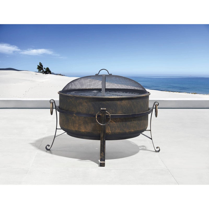 Blue Wave 24" All-Weather Outdoor Laguna Steel Cauldron Fire Pit - Black and Bronze - Image 2