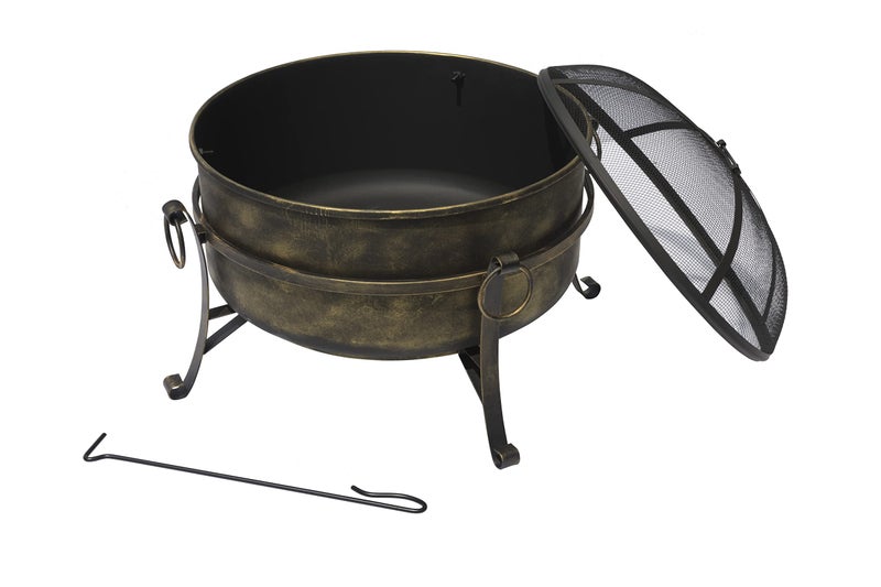 Blue Wave 24" All-Weather Outdoor Laguna Steel Cauldron Fire Pit - Black and Bronze - Image 5