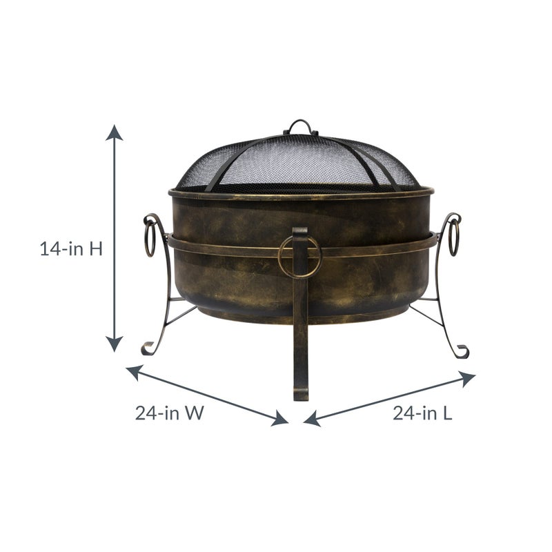 Blue Wave 24" All-Weather Outdoor Laguna Steel Cauldron Fire Pit - Black and Bronze - Image 3