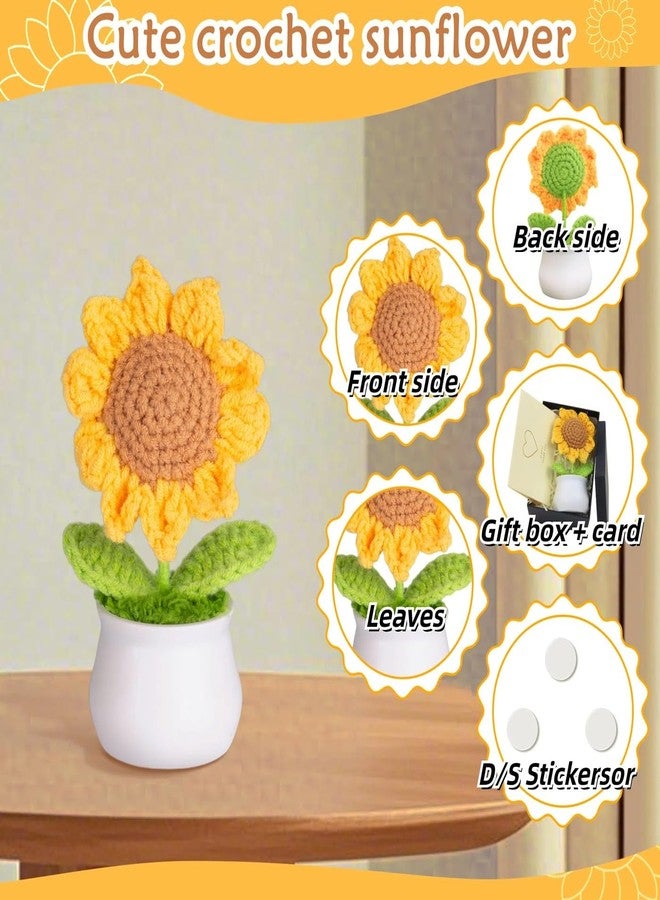 LAIDANLA Crochet Sunflower Pot Graduation Small Gifts, Handmade Cute Desk Companion, Birthday Appreciation Anniversary Encouragement Gifts for Women Teacher Friend Coworker, Cozy Office Desk Decor - Image 4