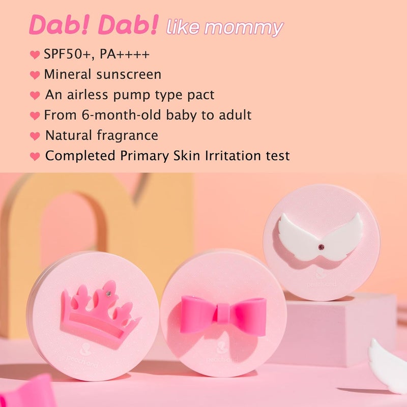 peach and وسادة شمسية معدنية للأطفال SPF50 PA شريط وردي - Image 2