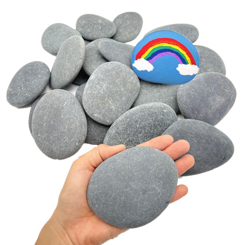 Lifetop 20PCS DIY Rocks 34 Flat Smooth for Painting Arts Crafts Decoration Large Kindness Rocks Hand Picked