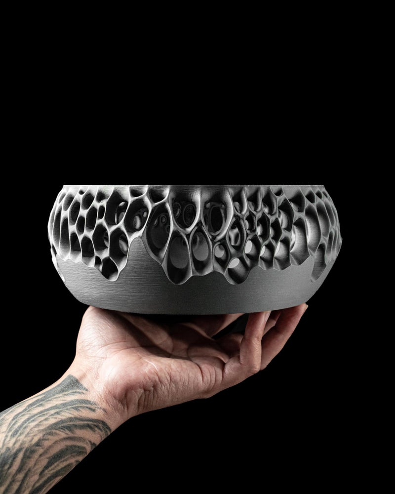 Decorative Virus Bowl – Modern Geometric Hollow Design Fruit Bowl, Multipurpose Centerpiece for Living Room, Dining Table, Kitchen & Office – Available in 4 Colors (black) - Image 3