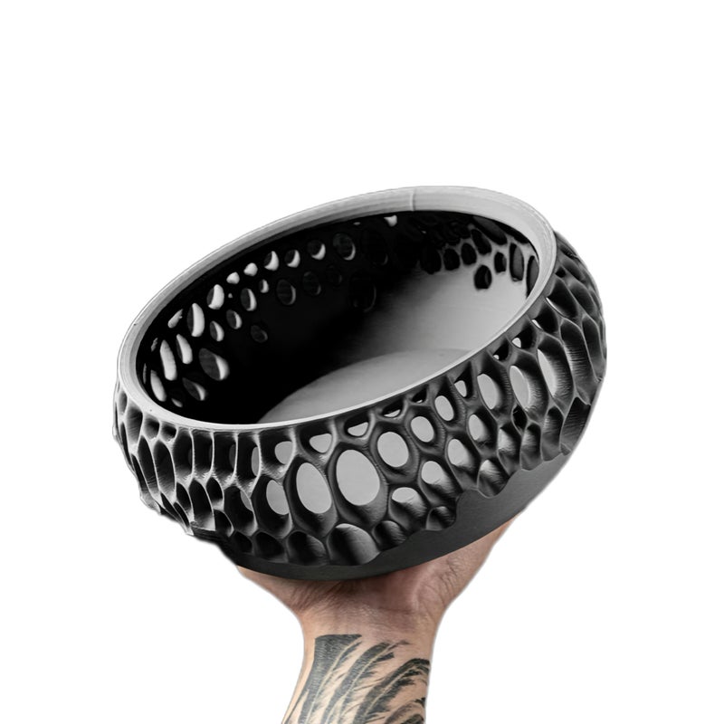 Decorative Virus Bowl – Modern Geometric Hollow Design Fruit Bowl, Multipurpose Centerpiece for Living Room, Dining Table, Kitchen & Office – Available in 4 Colors (black) - Image 1