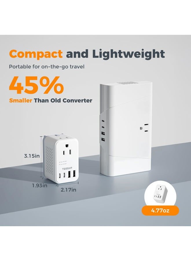 TESSAN 220 to 110 Voltage Converter US to Europe, International Travel Power Adapter with 4 USB Ports(2 USB C), 2 AC and EU/UK/AU Plug Universal Power Converter Adapter Combo, Step Down Transformer - Image 5