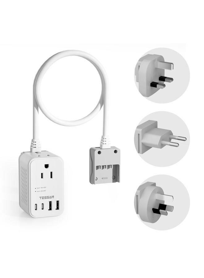 TESSAN 220 to 110 Voltage Converter US to Europe, International Travel Power Adapter with 4 USB Ports(2 USB C), 2 AC and EU/UK/AU Plug Universal Power Converter Adapter Combo, Step Down Transformer - Image 1