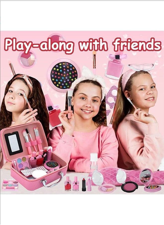 Generic - Makeup Kit With Storage Box Pink Color Portable, Durable And Washable Makeup Kit, Nail Polish Set, Non-Toxic, Satisfy Children's Curiosity, Ideal Gift - Image 1