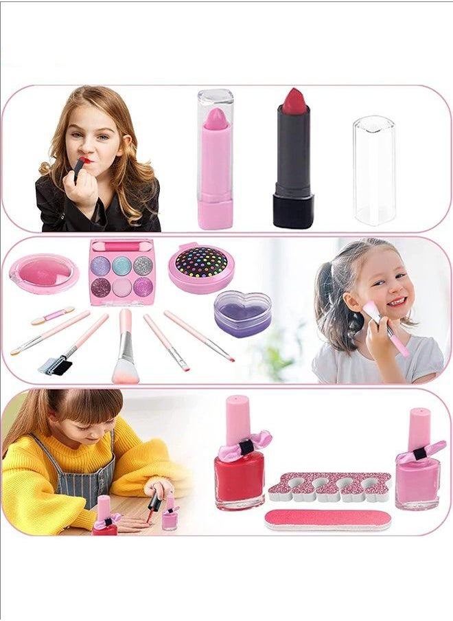 Generic - Makeup Kit With Storage Box Pink Color Portable, Durable And Washable Makeup Kit, Nail Polish Set, Non-Toxic, Satisfy Children's Curiosity, Ideal Gift - Image 1