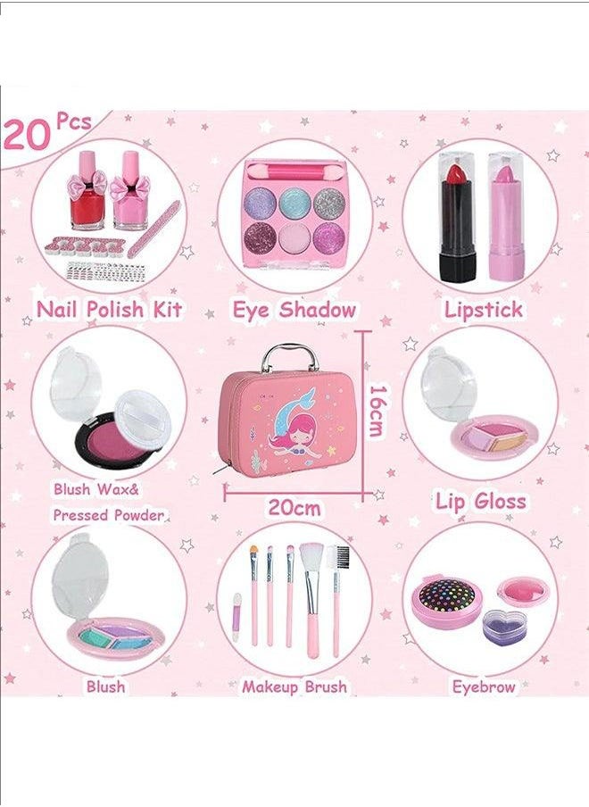 Generic - Makeup Kit With Storage Box Pink Color Portable, Durable And Washable Makeup Kit, Nail Polish Set, Non-Toxic, Satisfy Children's Curiosity, Ideal Gift - Image 1