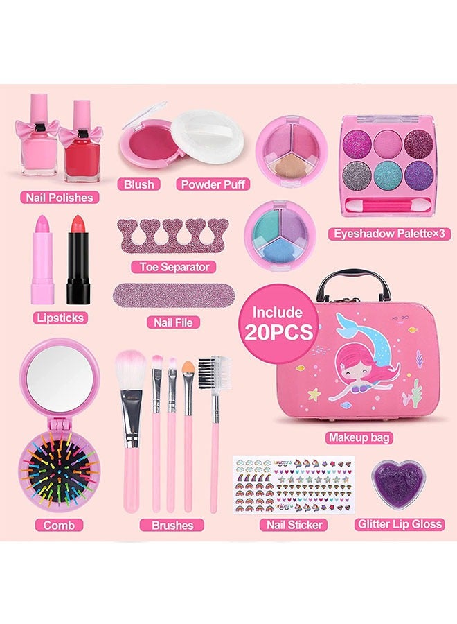 Makeup Kit With Storage Box Pink Color Portable, Durable And Washable Makeup Kit, Nail Polish Set, Non-Toxic, Satisfy Children's Curiosity, Ideal Gift  - Image 2