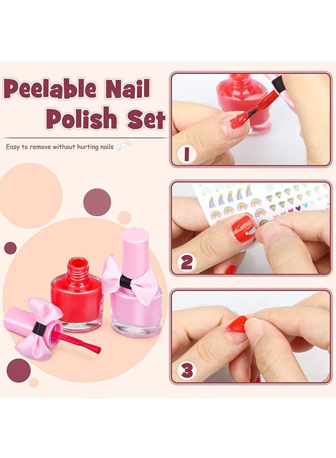Makeup Kit With Storage Box Pink Color Portable, Durable And Washable Makeup Kit, Nail Polish Set, Non-Toxic, Satisfy Children's Curiosity, Ideal Gift  - Image 4