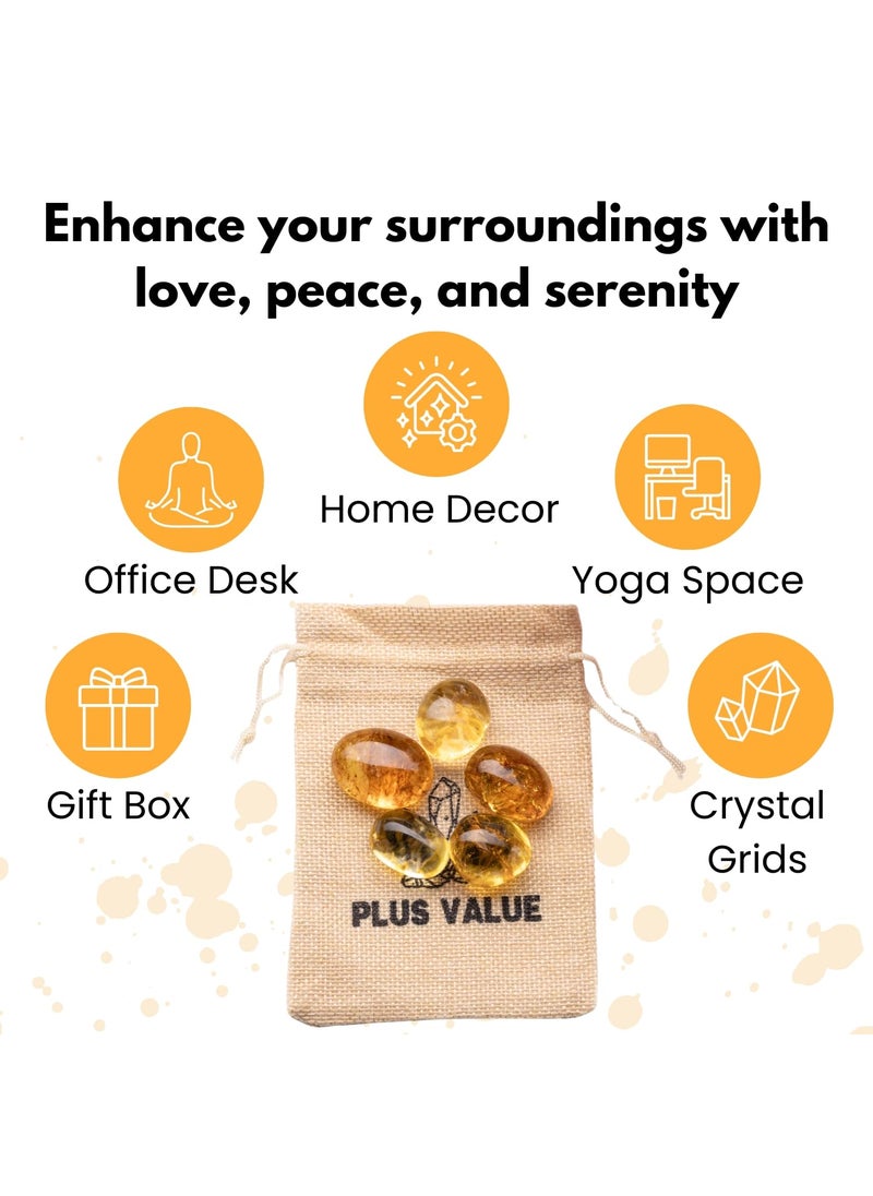 Plus Value Plus Value Premium Citrine Tumbled Sunela Pebbles Stone Reiki Healing Crystal Aura Chakra 100grams jute bag  - Image 2
