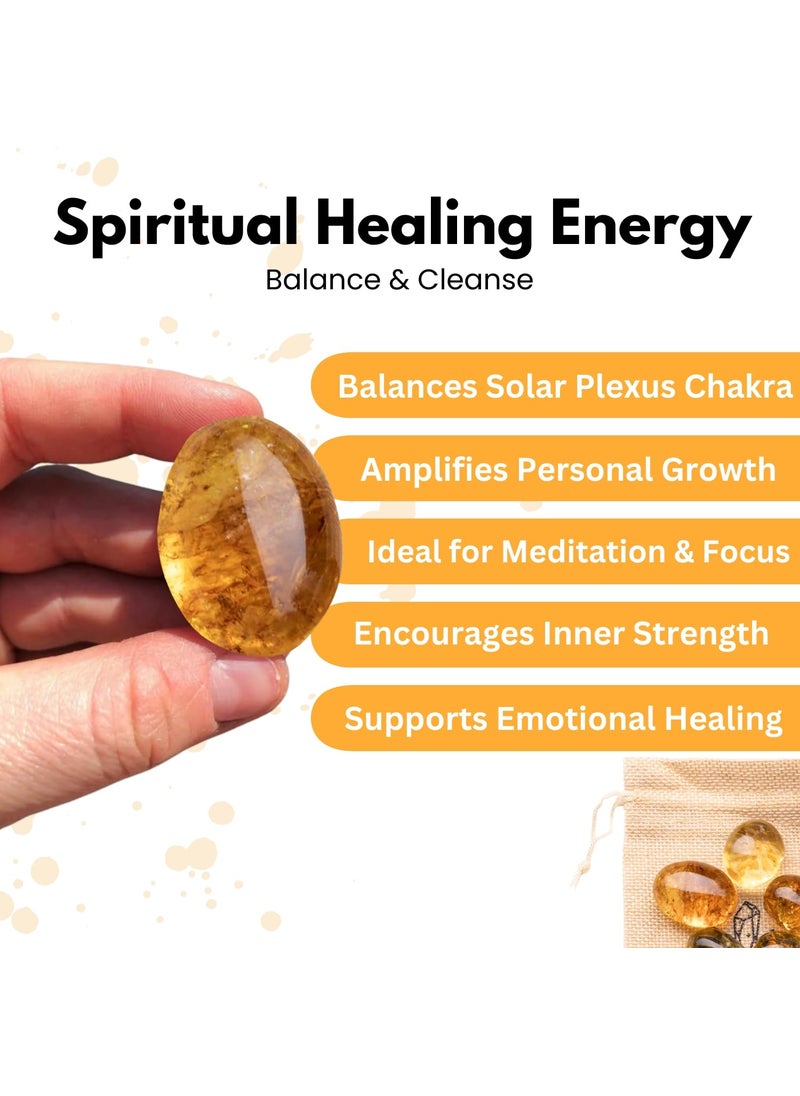 Plus Value Plus Value Premium Citrine Tumbled Sunela Pebbles Stone Reiki Healing Crystal Aura Chakra 100grams jute bag  - Image 3