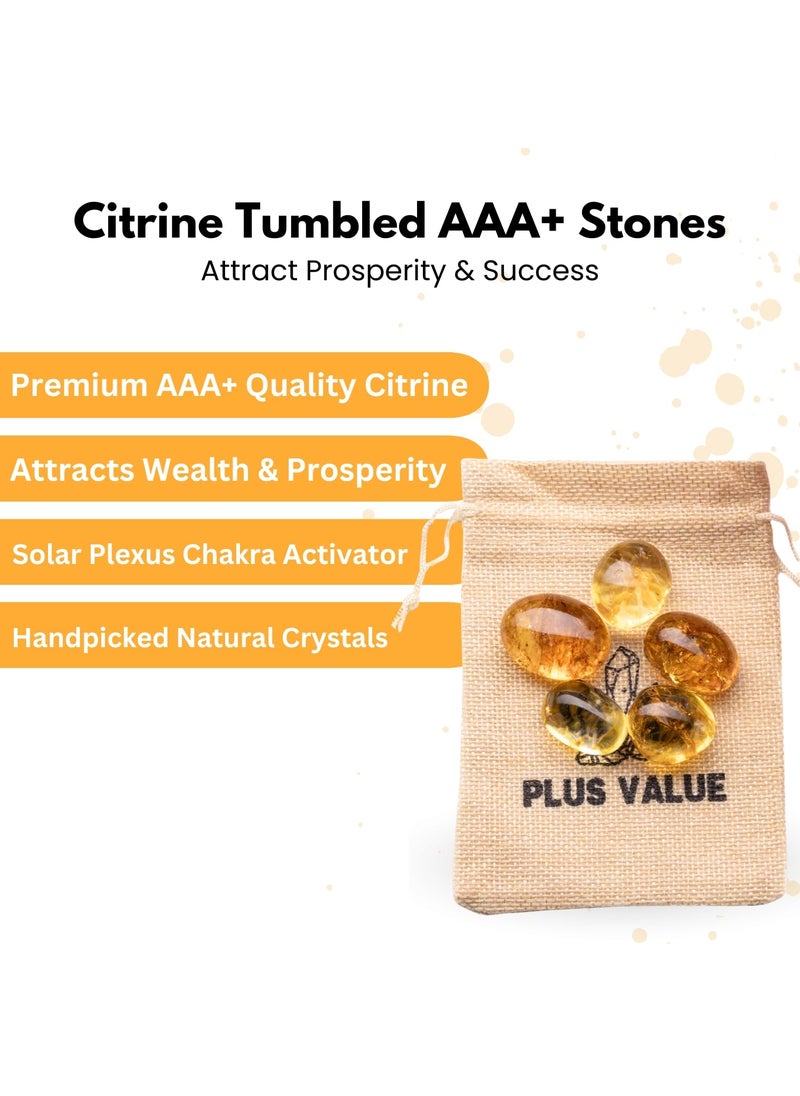 Plus Value Plus Value Premium Citrine Tumbled Sunela Pebbles Stone Reiki Healing Crystal Aura Chakra 100grams jute bag  - Image 5