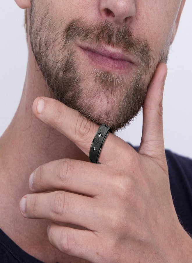 SYDNFZY Anxiety Spinner Ring for Men - Stainless Steel Fidget Spinner Ring, Band Cross Thumb Roating Rings for Stress Relief 8mm Anxiety Relieve Fidget Toys for Adults Ring Size 6 7 8 9 10 11 (Black, 8) - Image 3