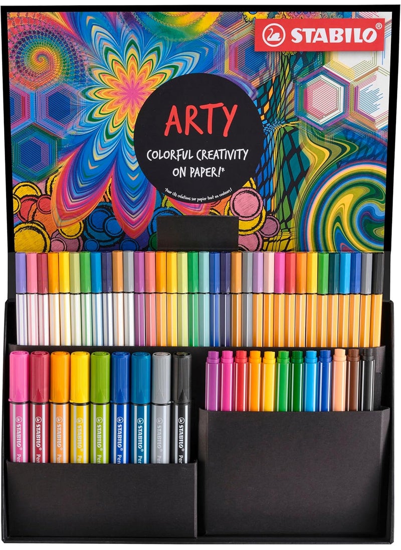 STABILO STABILO Creative Set  Pen 68 Max Pen 68 Pen 68 brush point 88 pointMax ARTY 55Pieces  drawing illustration writing  - Image 1