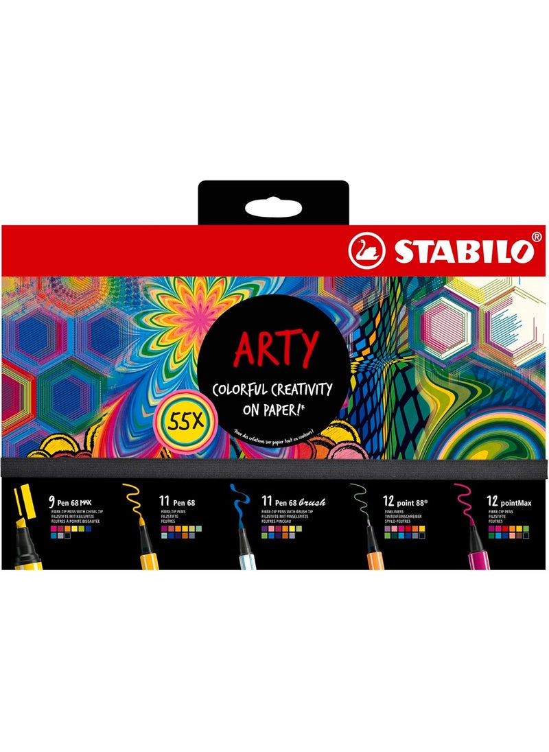 STABILO STABILO Creative Set  Pen 68 Max Pen 68 Pen 68 brush point 88 pointMax ARTY 55Pieces  drawing illustration writing  - Image 2