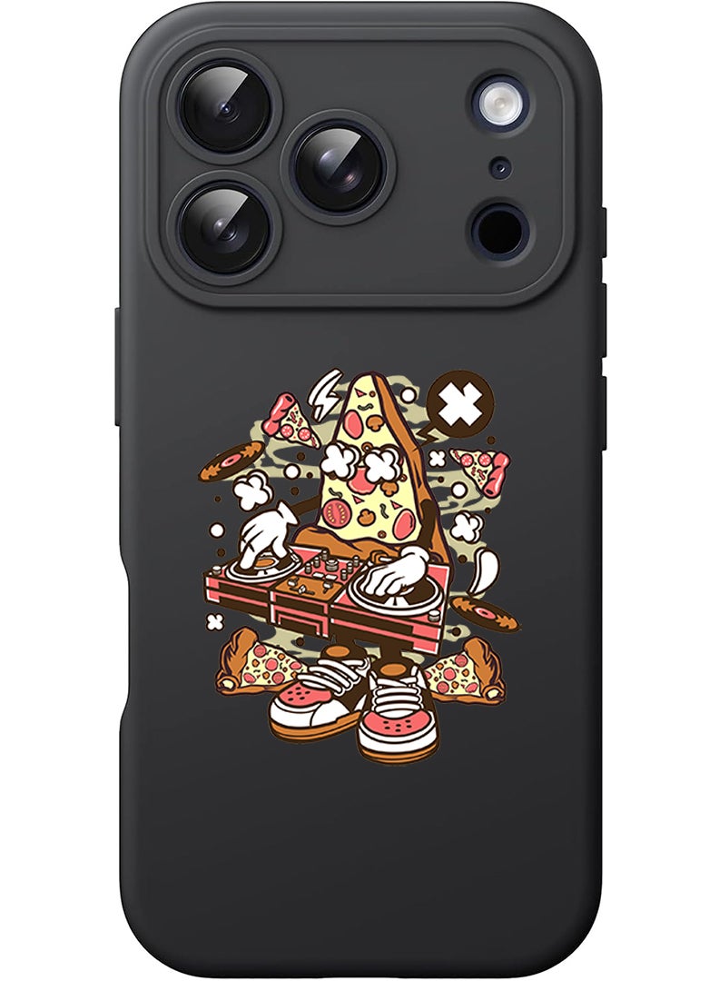 Theodor Protective Slim Fit Case Liquid Silicone Cover with Full Body Protection Anti-Scratch Shockproof Case For Apple iPhone 17 Pro (Black) Pizza dj - Image 1