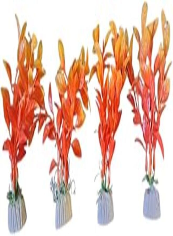 4PCS Artificial Aquarium Plants Plastic Fish Tank Plants Decorations Aquatic Plant Colorful Water Plant Small Size Orange
