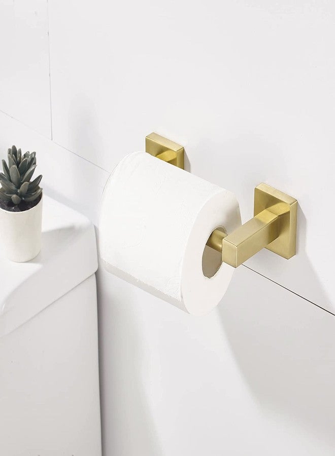 BATHSIR Toilet Paper Holder - Wall Mounted, Brushed Gold, Double Post Pivoting Square, Aluminum Stand for Bathroom - Image 2