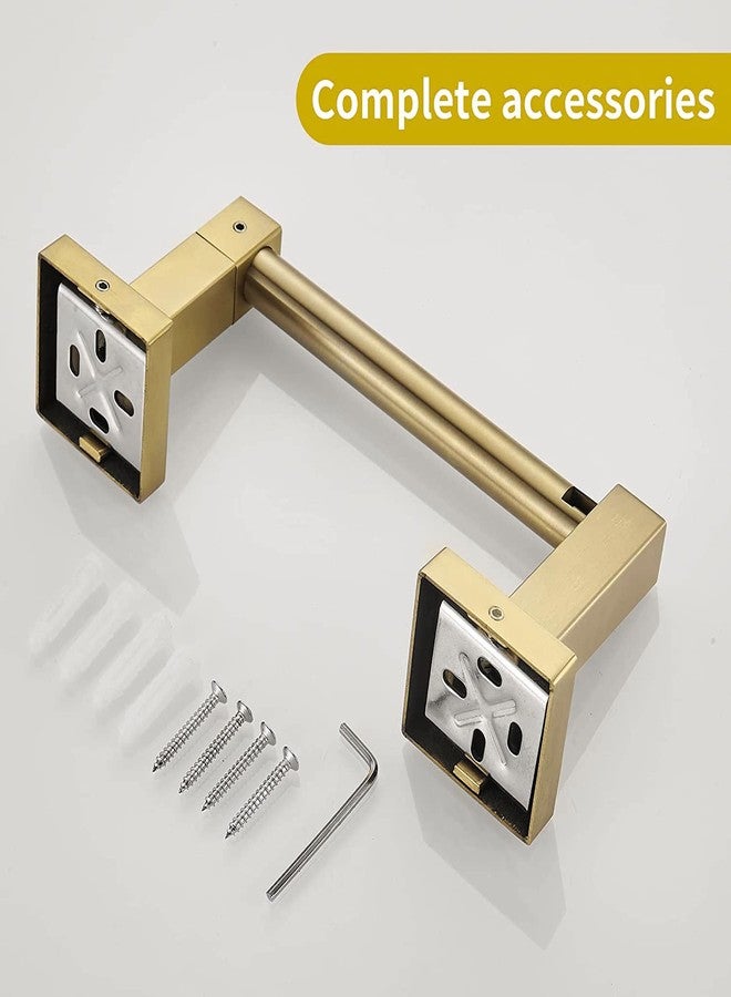 BATHSIR Toilet Paper Holder - Wall Mounted, Brushed Gold, Double Post Pivoting Square, Aluminum Stand for Bathroom - Image 5