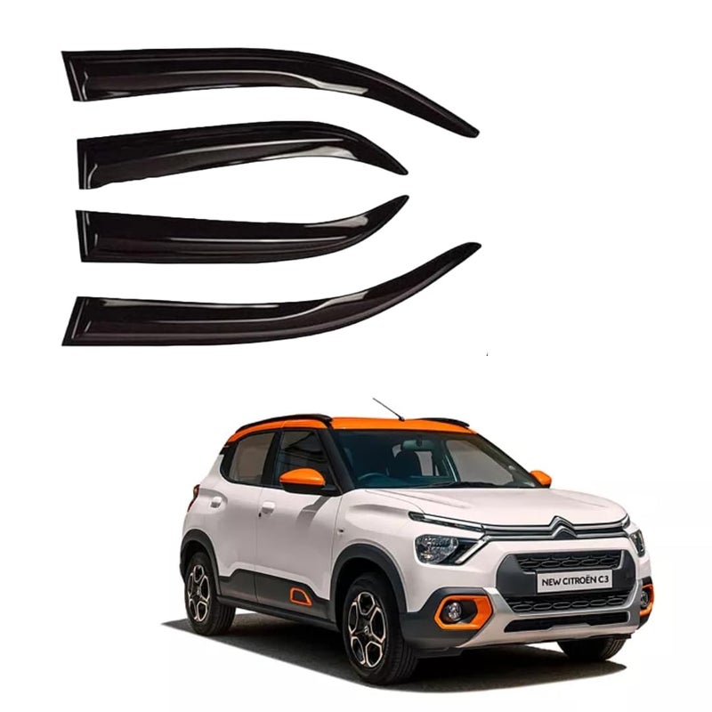 ROYALTECH Premium Non-Breakable Car Window Door Visor/Rain Guard/Wind Deflector Compatible for (Citroen c3) - Image 1