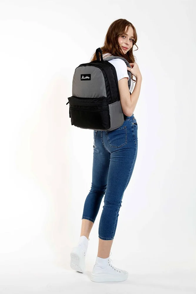 KAUKKO Backpack Basic Double Colors Grey-Black K1424