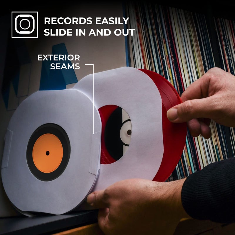 BIG FUDGE Vinyl Record Inner Sleeves 25x | Made from Heavyweight & Acid Free Paper | Album Covers with Round Corners for Easy Insert | Slim Record Jackets to Protect Your LPs & Singles | 7" - Image 2