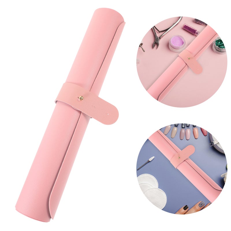 Nail Table Mat: 70x35cmManicure Pad with Tie Strap, - Desk Protector for Technician - Nail Practice Mat Salon Accessories - Image 1