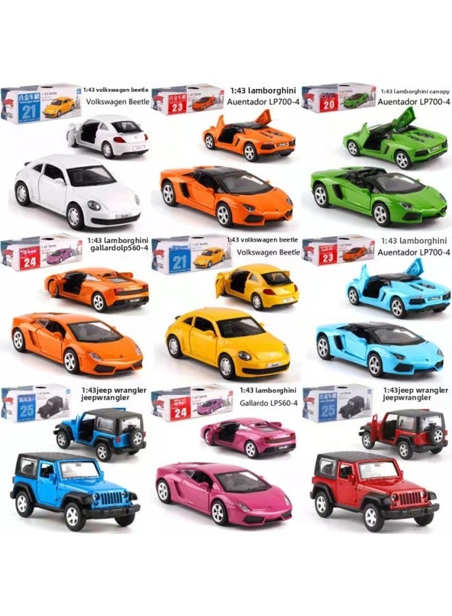 Free Mail Genuine Color Po Real Alloy Car Model Toy Gift Simulation 1:43 Back To Open Door Gift Display Rack-Color:67063-lamborghini Svj