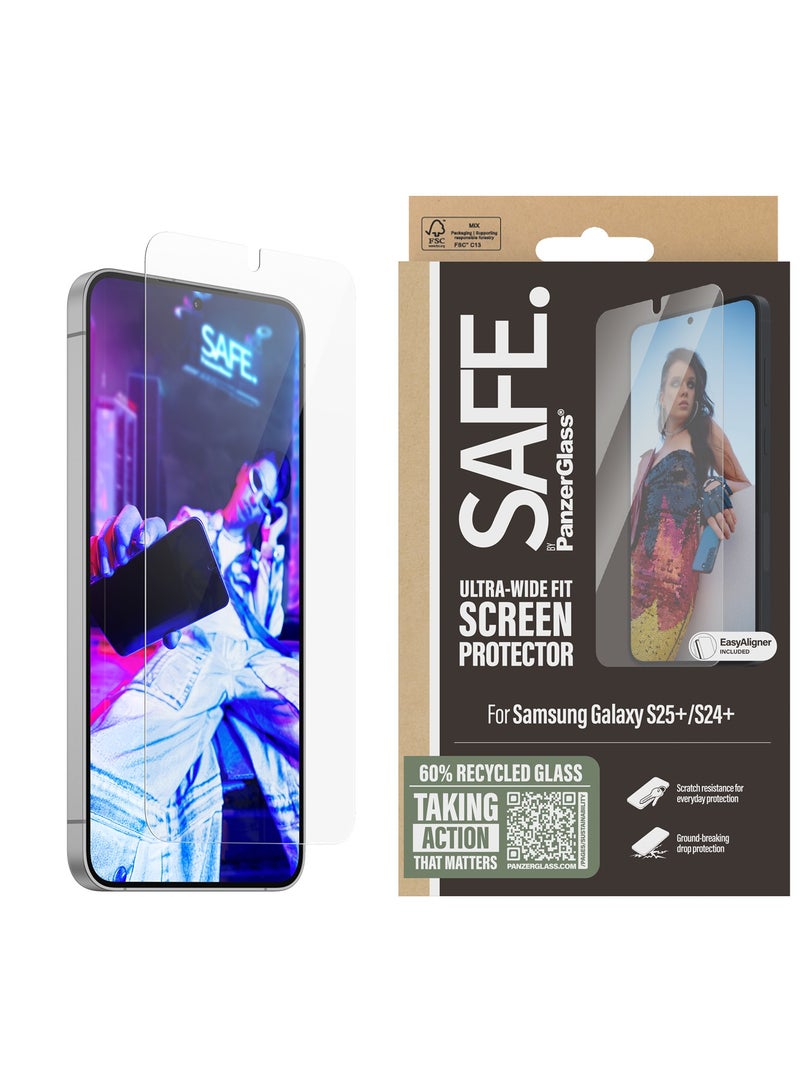 PanzerGlass حماية SAFE من PanzerGlass - واقي شاشة زجاجي مقسى لهاتف Samsung S25 Plus، مقاوم للخدوش، خالي من الفقاعات، مقاوم للغاية، طلاء خالي من البقع، واقي شاشة Samsung S25 Plus - Image 1