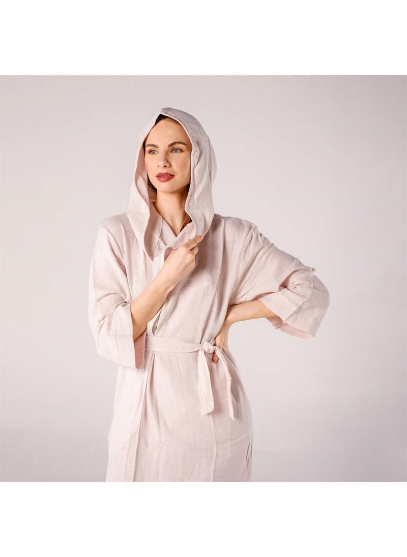 Miespiga Virgo Embroidered Muslin Bathrobe Light Pink  - Image 3