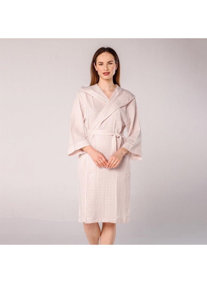 Miespiga Virgo Embroidered Muslin Bathrobe Light Pink  - Image 1