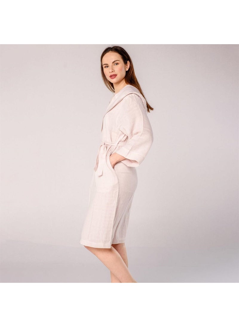 Miespiga Virgo Embroidered Muslin Bathrobe Light Pink  - Image 2
