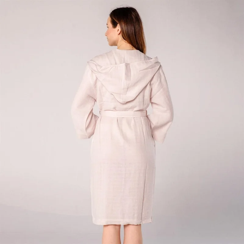 Miespiga Virgo Embroidered Muslin Bathrobe Light Pink
