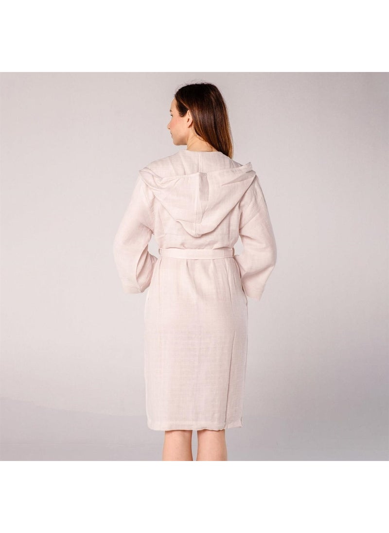 Miespiga Virgo Embroidered Muslin Bathrobe Light Pink  - Image 4