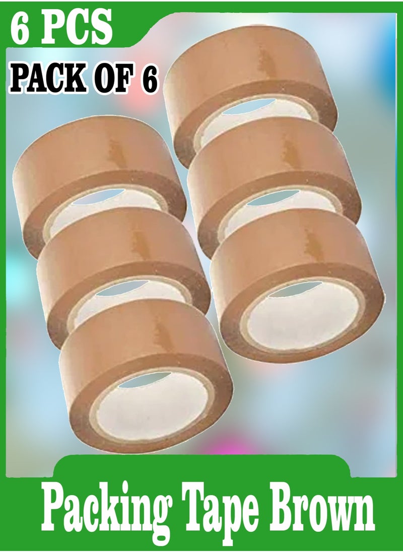 PRIMA Packing Tape Brown Strong Adhesive  48mm 100 Yards 92 Meter Long Each Pack of 6  - Image 1