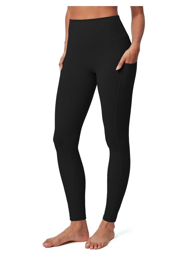 IUGA Compression Leggings For Women Tummy Control No Front Seam Leggings With Pockets High Waisted Workout Yoga Pants Black  - Image 1