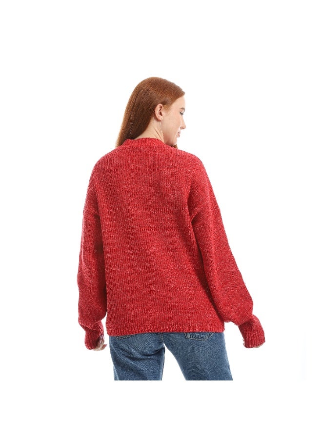 Caesar Women's plain wool sweater with a round neck - Image 2