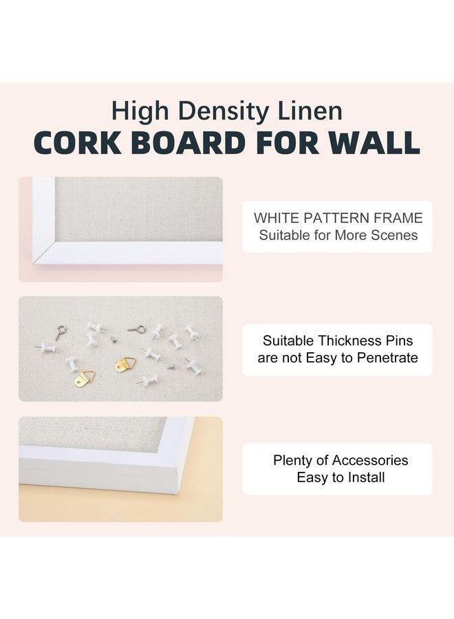 OWLKELA 12"X16" Inch Bulletin Board With Linen, White Wood Style Frame, With 10 Pushpins, Linen Cork Board, Ideal For School, Home & Office - Image 4