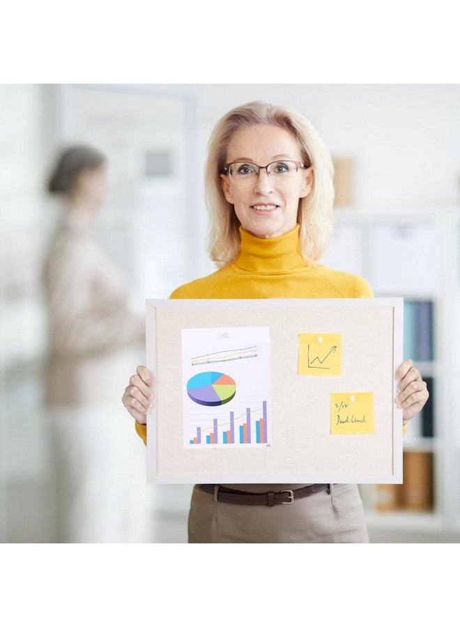 OWLKELA 12"X16" Inch Bulletin Board With Linen, White Wood Style Frame, With 10 Pushpins, Linen Cork Board, Ideal For School, Home & Office - Image 5