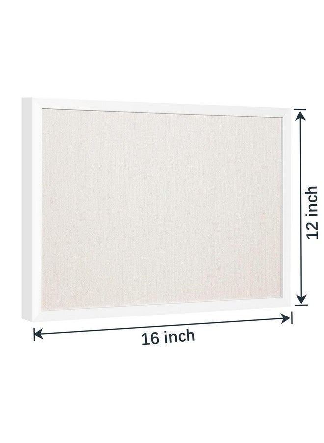 OWLKELA 12"X16" Inch Bulletin Board With Linen, White Wood Style Frame, With 10 Pushpins, Linen Cork Board, Ideal For School, Home & Office - Image 2