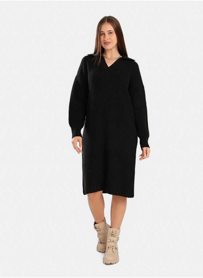 Clue Collared V-Neck Dress  - Image 1