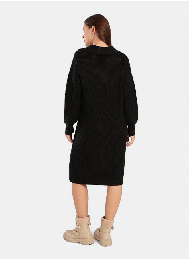 Clue Collared V-Neck Dress  - Image 3